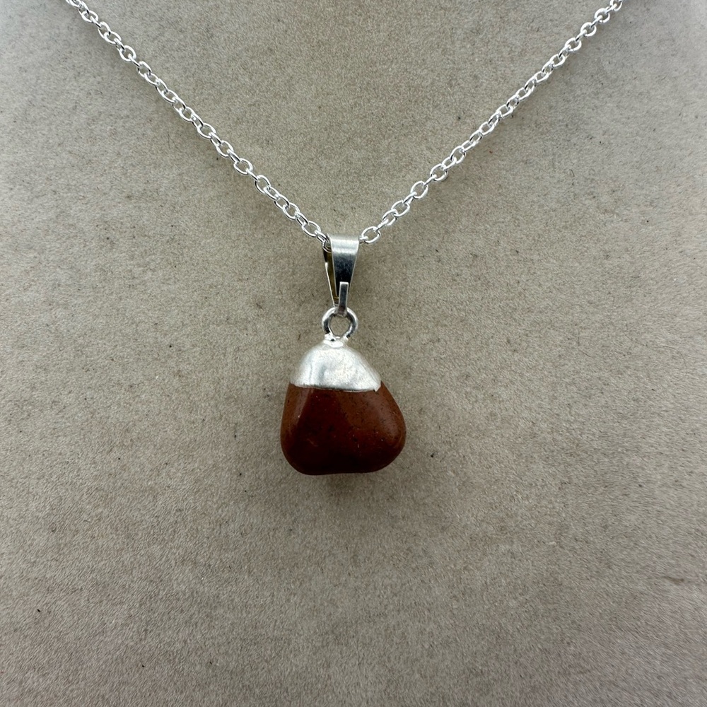 Silver and Red Pendant Necklace - Picture 4 of 5